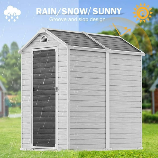 EcoSheds™ MEDIUM 4x6ft Gray/Black RESIN Outdoor Storage Shed
