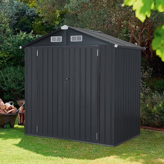 EcoSheds™ MEDIUM 6x4ft Black METAL Outdoor Storage Shed