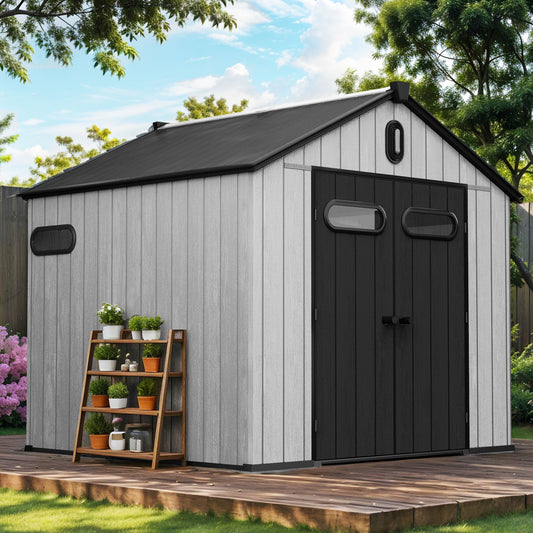 EcoSheds™ EXTRA LARGE Modern 8x8ft RESIN Outdoor Storage Shed