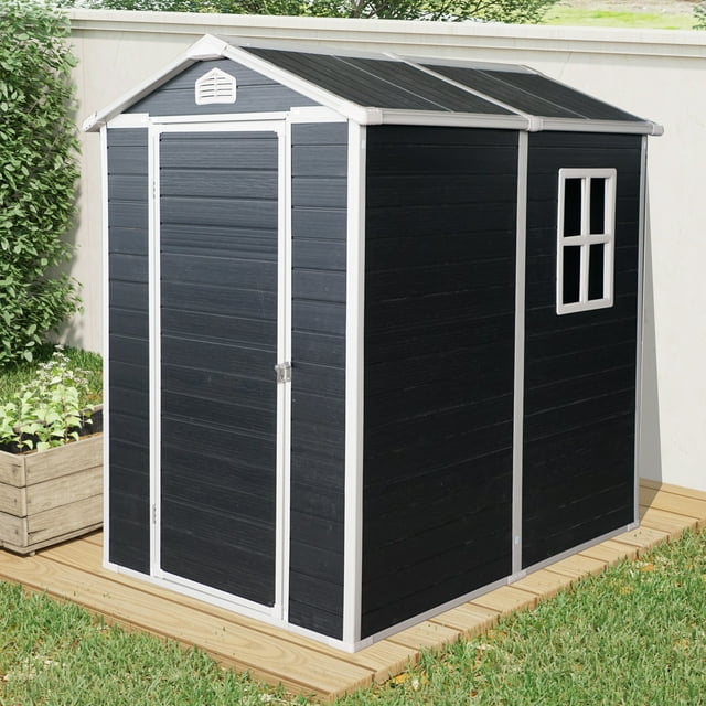 EcoSheds™ MEDIUM 4x6ft Black RESIN Outdoor Storage Shed