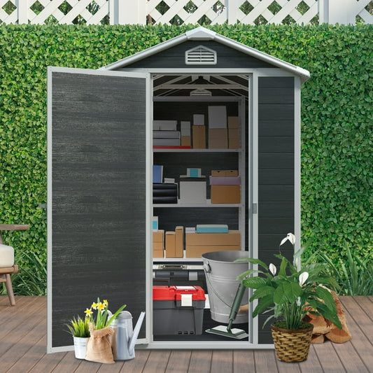 EcoSheds™ MEDIUM 4x6ft Black RESIN Outdoor Storage Shed