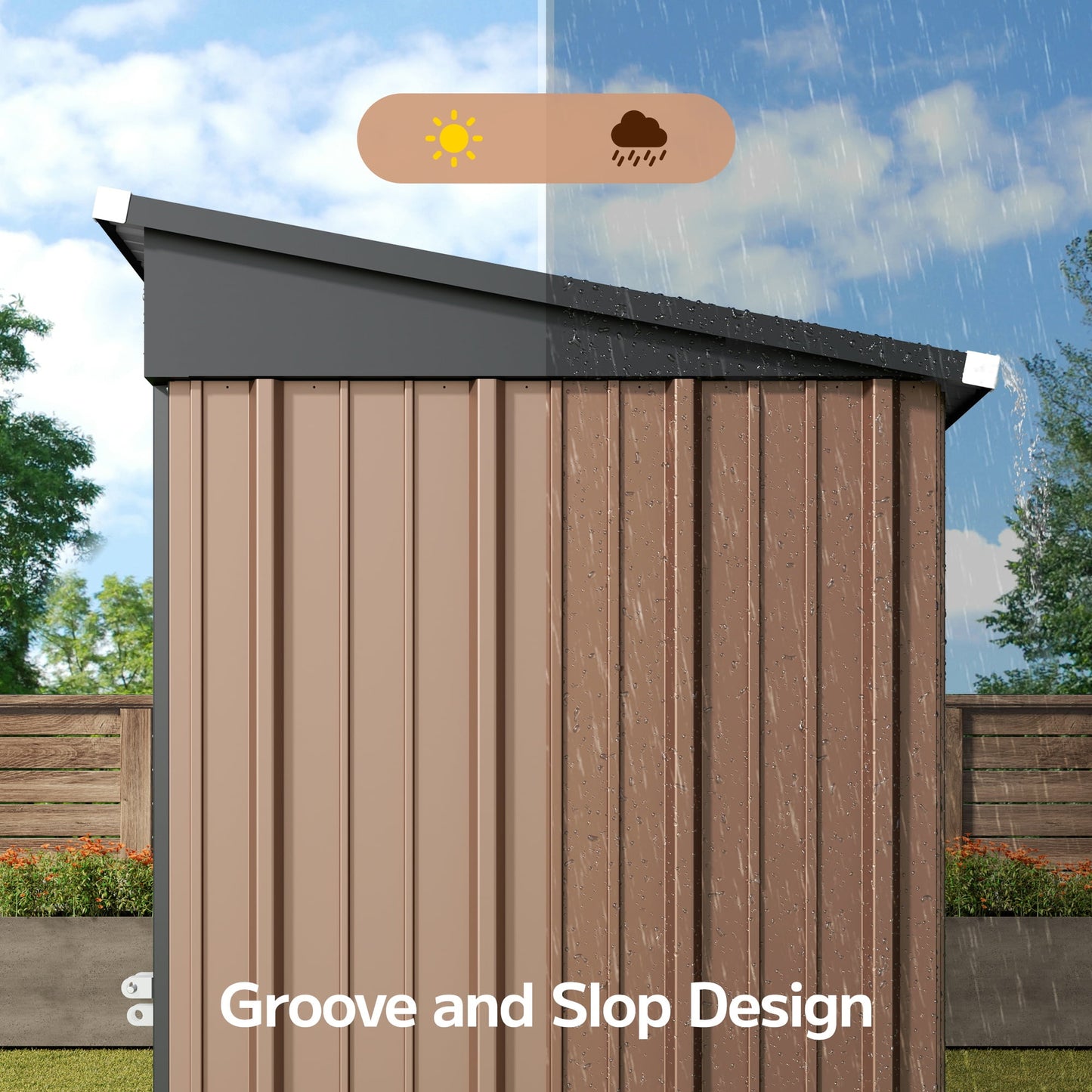 EcoSheds™ SMALL 5x3ft Light Brown METAL Outdoor Storage Shed