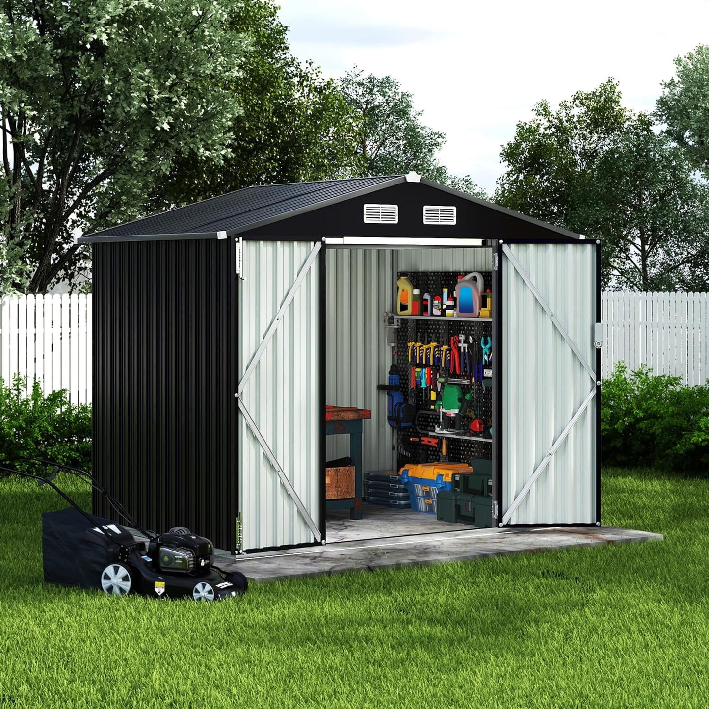 EcoSheds™ LARGE 6x8ft METAL Outdoor Storage Shed