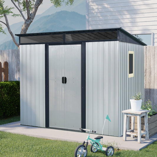 EcoSheds™ LARGE 6x8ft METAL Sliding Door Outdoor Storage Shed