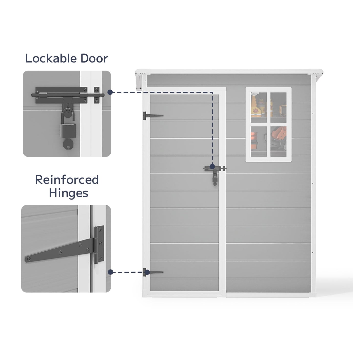 EcoSheds™ SMALL 5x3ft Gray RESIN Outdoor Storage Shed
