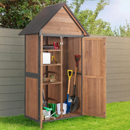 EcoSheds™ Wooden Outdoor Storage Shed 2.5x1.4ft with Metal frame structure