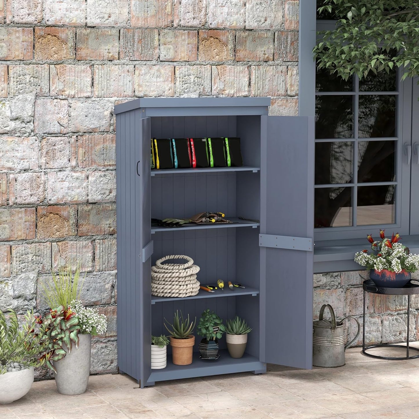 EcoSheds™ Wooden Outdoor Storage Shed 2.6x1.5ft with Metal Roof