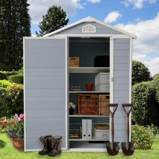 EcoSheds™ MEDIUM 4x6ft White RESIN Outdoor Storage Shed