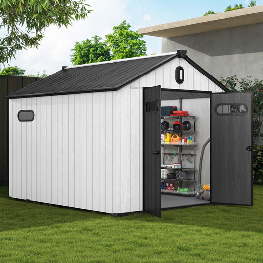 EcoSheds™ EXTRA LARGE Modern 8x10ft RESIN Outdoor Storage Shed
