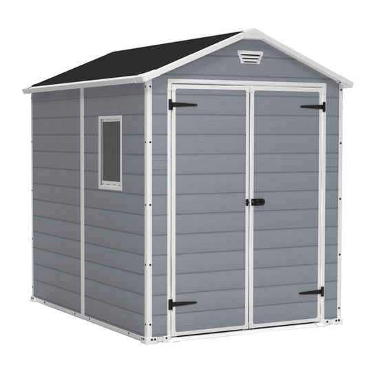 EcoSheds™ LARGE 6x8ft Gray RESIN Outdoor Storage Shed