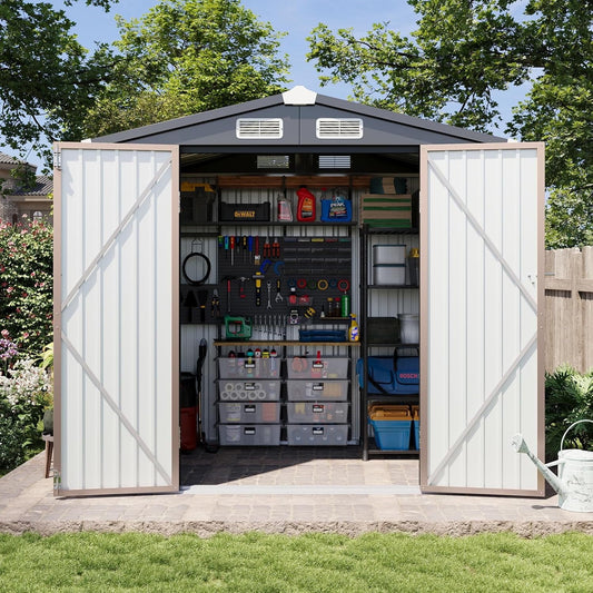 EcoSheds™ MEDIUM 6x4ft Brown METAL Outdoor Storage Shed