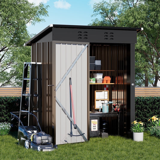 EcoSheds™ SMALL 5x3ft Light Brown METAL Outdoor Storage Shed
