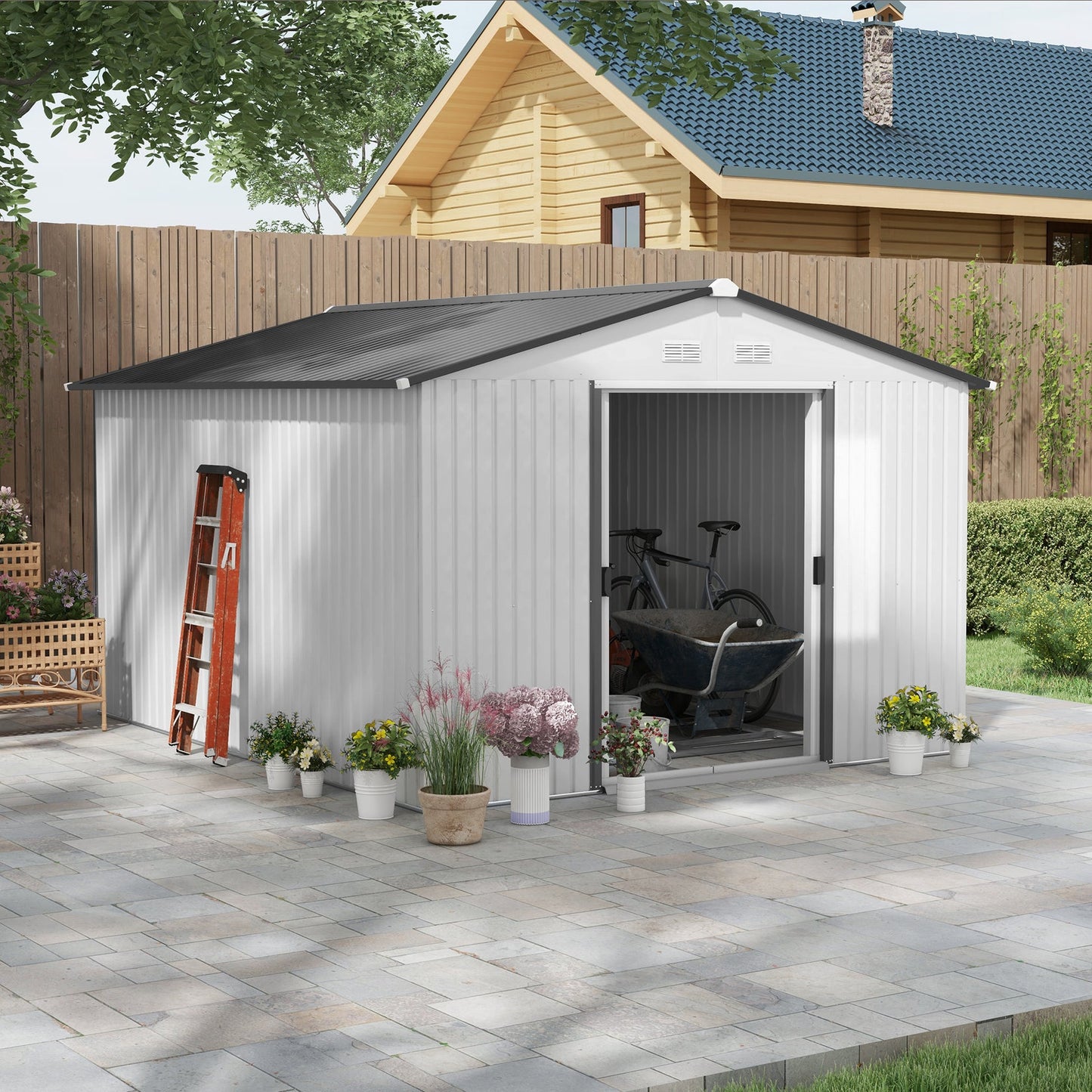 EcoSheds™ EXTRA LARGE 8x15ft METAL Sliding Door Outdoor Storage Sheds