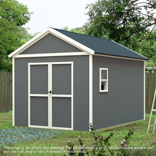EcoSheds™ Wooden Outdoor Storage Shed 8x12ft with Metal Roof, Lockable Door and Vents