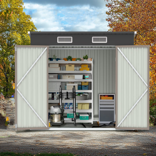 EcoSheds™ MEDIUM 6x4ft Light Brown METAL Outdoor Storage Shed