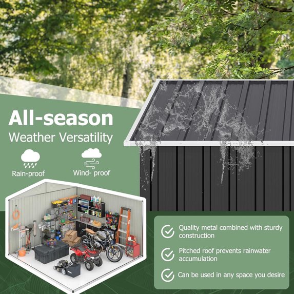 EcoSheds™ LARGE 6x8ft METAL Outdoor Storage Shed