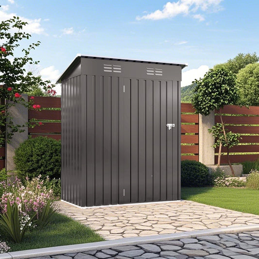EcoSheds™ SMALL 5x3ft Gray METAL Outdoor Storage Shed
