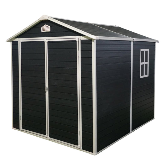 EcoSheds™ LARGE 6x8ft Black RESIN Outdoor Storage Shed
