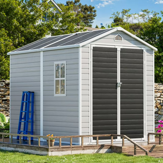 EcoSheds™ LARGE 6x8ft Silver RESIN Outdoor Storage Shed