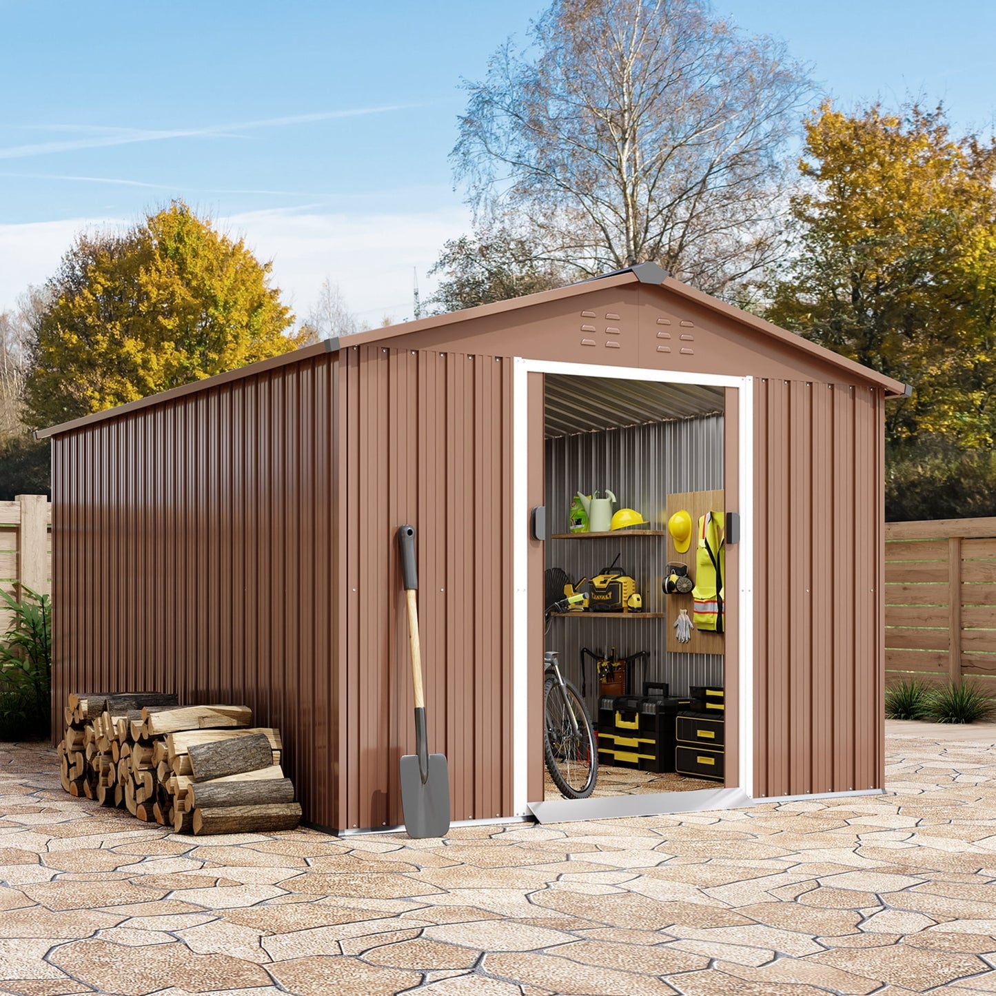 EcoSheds™ EXTRA LARGE 8x15ft METAL Sliding Door Outdoor Storage Sheds