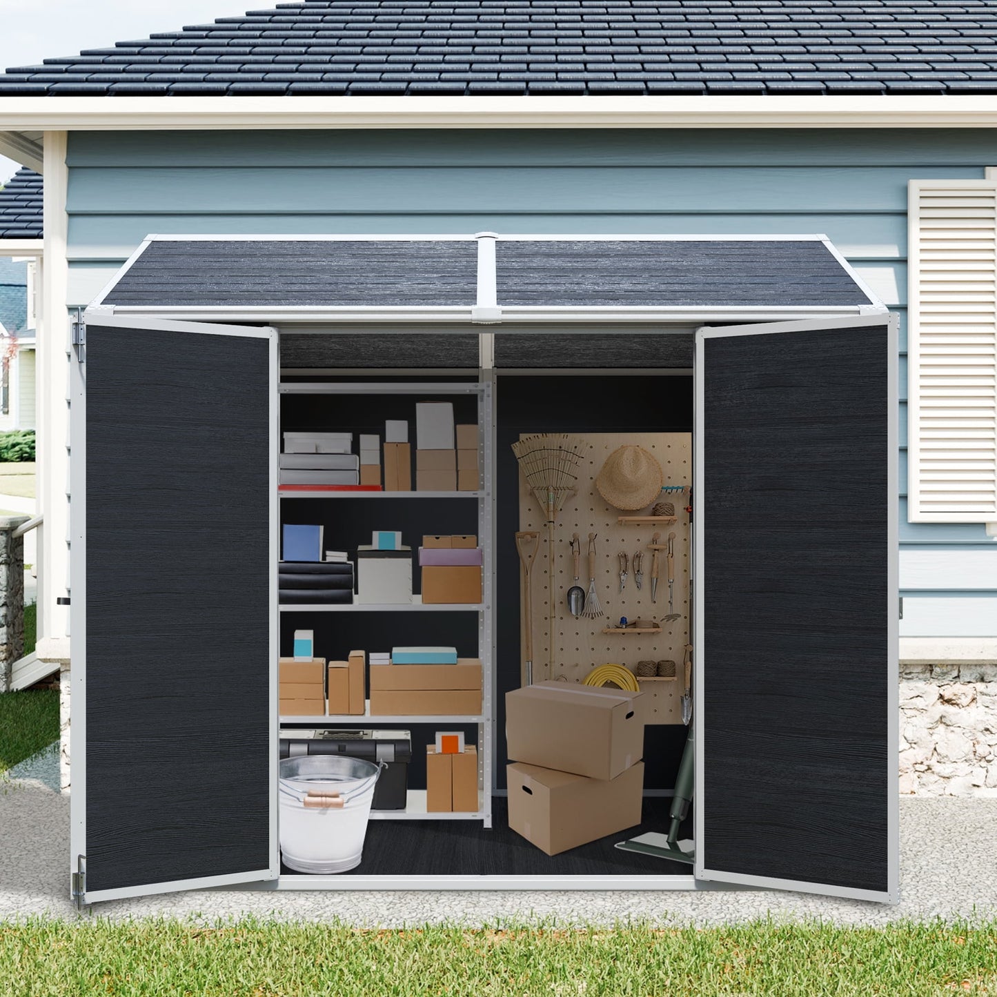 EcoSheds™ LARGE 8x6ft RESIN Outdoor Storage Shed