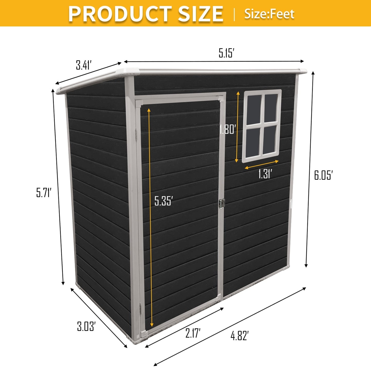 EcoSheds™ SMALL 5x3ft Black RESIN Outdoor Storage Shed