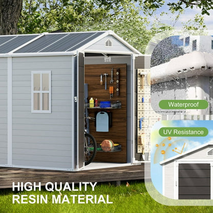 EcoSheds™ LARGE 6x8ft Silver RESIN Outdoor Storage Shed