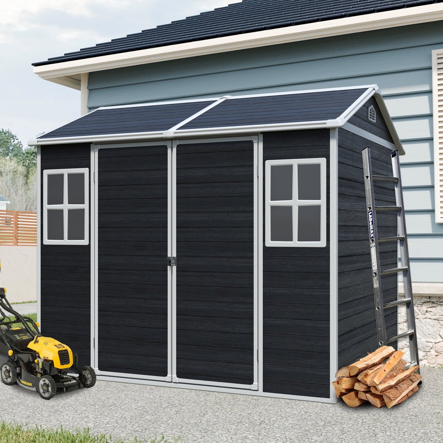 EcoSheds™ LARGE 8x6ft RESIN Outdoor Storage Shed