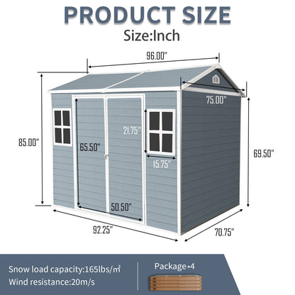 EcoSheds™ LARGE 8x6ft RESIN Outdoor Storage Shed