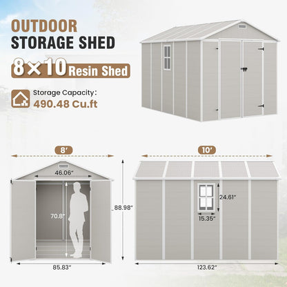 EcoSheds™ EXTRA LARGE Modern 8x10ft RESIN Outdoor Storage Shed