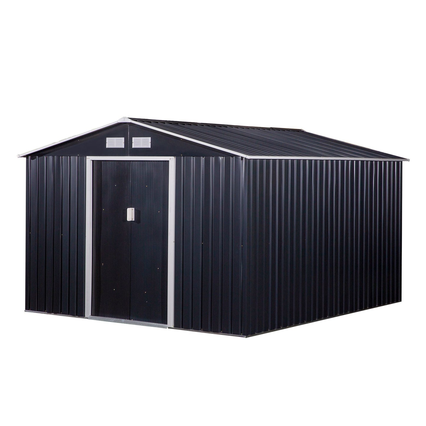 EcoSheds™ EXTRA LARGE Premium 10x12ft METAL Sliding Doors & Dual Sunlit Windows Outdoor Storage Sheds