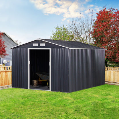 EcoSheds™ EXTRA LARGE Premium 10x12ft METAL Sliding Doors & Dual Sunlit Windows Outdoor Storage Sheds