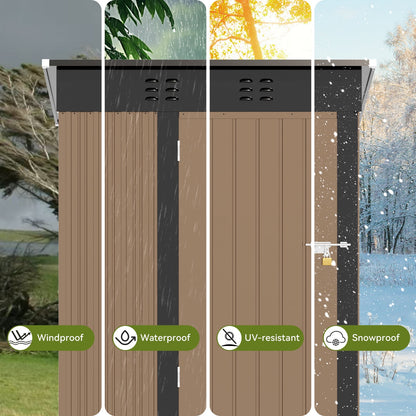 EcoSheds™ SMALL 5x3ft Light Brown METAL Outdoor Storage Shed