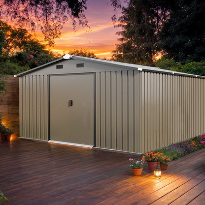 EcoSheds™ EXTRA LARGE Premium 10x12ft METAL Sliding Doors & Dual Sunlit Windows Outdoor Storage Sheds