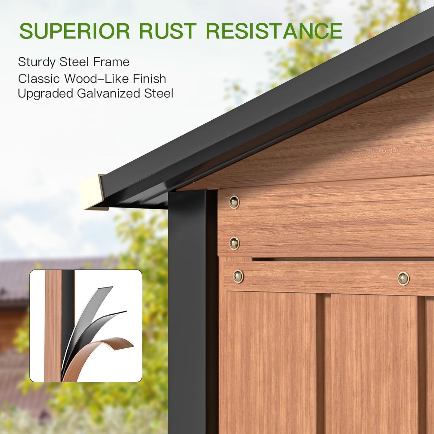 EcoSheds™ SMALL 5x3ft Brown METAL Outdoor Storage Shed