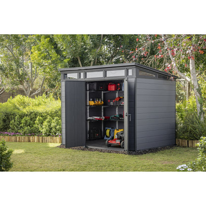 EcoSheds™ EXTRA LARGE Modern 9x7ft RESIN Outdoor Storage Shed