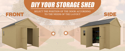 EcoSheds™ Wooden Outdoor Storage Shed 8x12ft with Metal Roof, Lockable Door and Vents