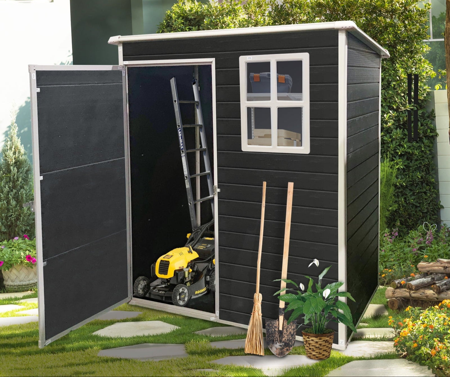 EcoSheds™ SMALL 5x3ft Black RESIN Outdoor Storage Shed