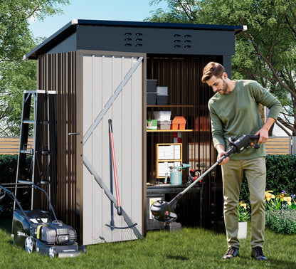 EcoSheds™ SMALL 5x3ft Light Brown METAL Outdoor Storage Shed