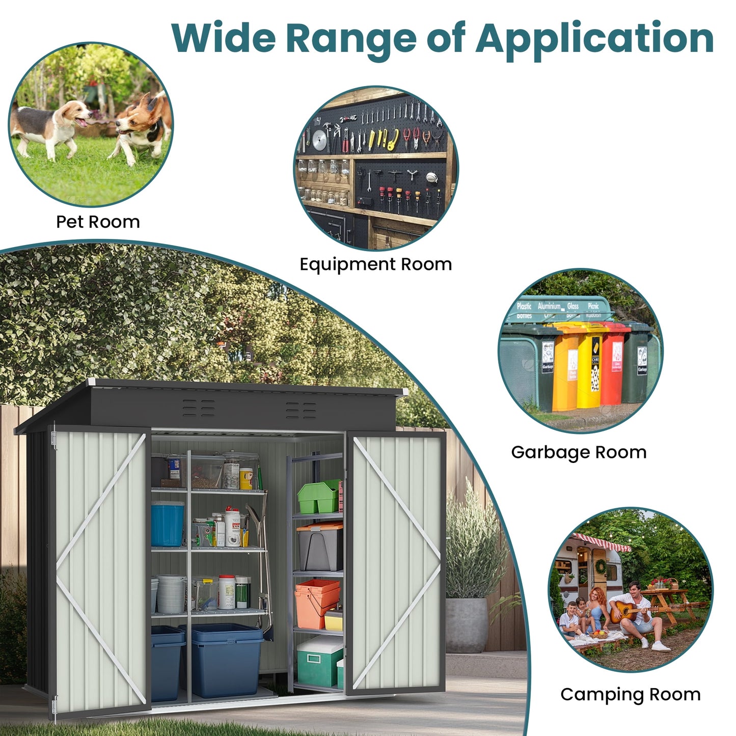 EcoSheds™ MEDIUM 6x4ft Gray METAL Outdoor Storage Shed