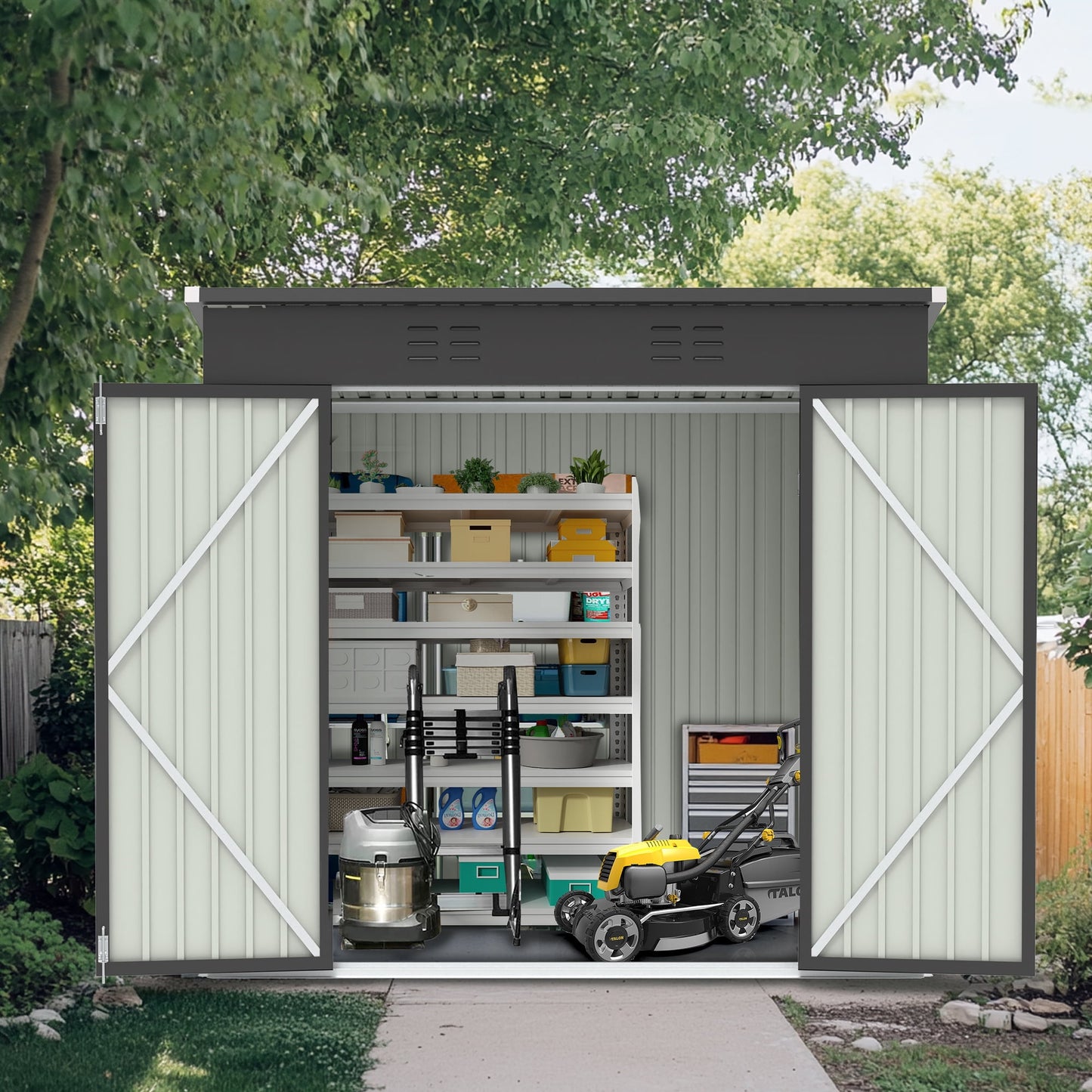 EcoSheds™ MEDIUM 6x4ft Gray METAL Outdoor Storage Shed