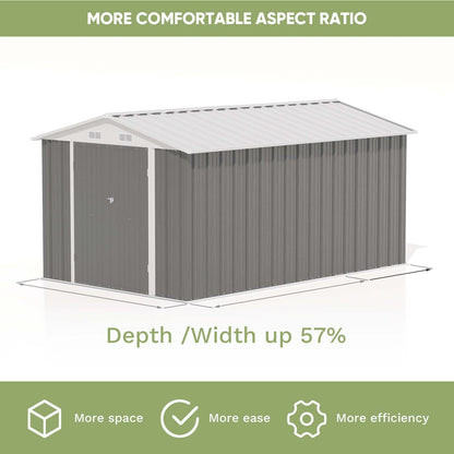 EcoSheds™ EXTRA LARGE 8x12ft METAL Outdoor Storage Sheds