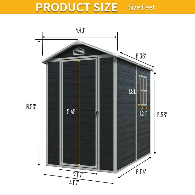 EcoSheds™ MEDIUM 4x6ft Black RESIN Outdoor Storage Shed