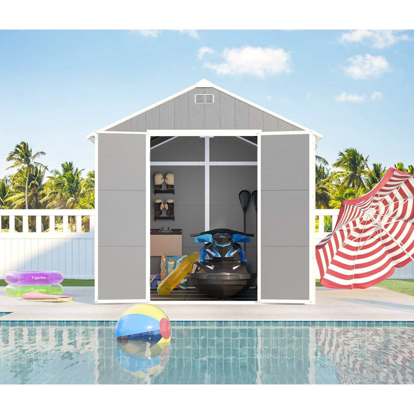 EcoSheds™ EXTRA LARGE Modern 8x8ft RESIN Outdoor Storage Shed