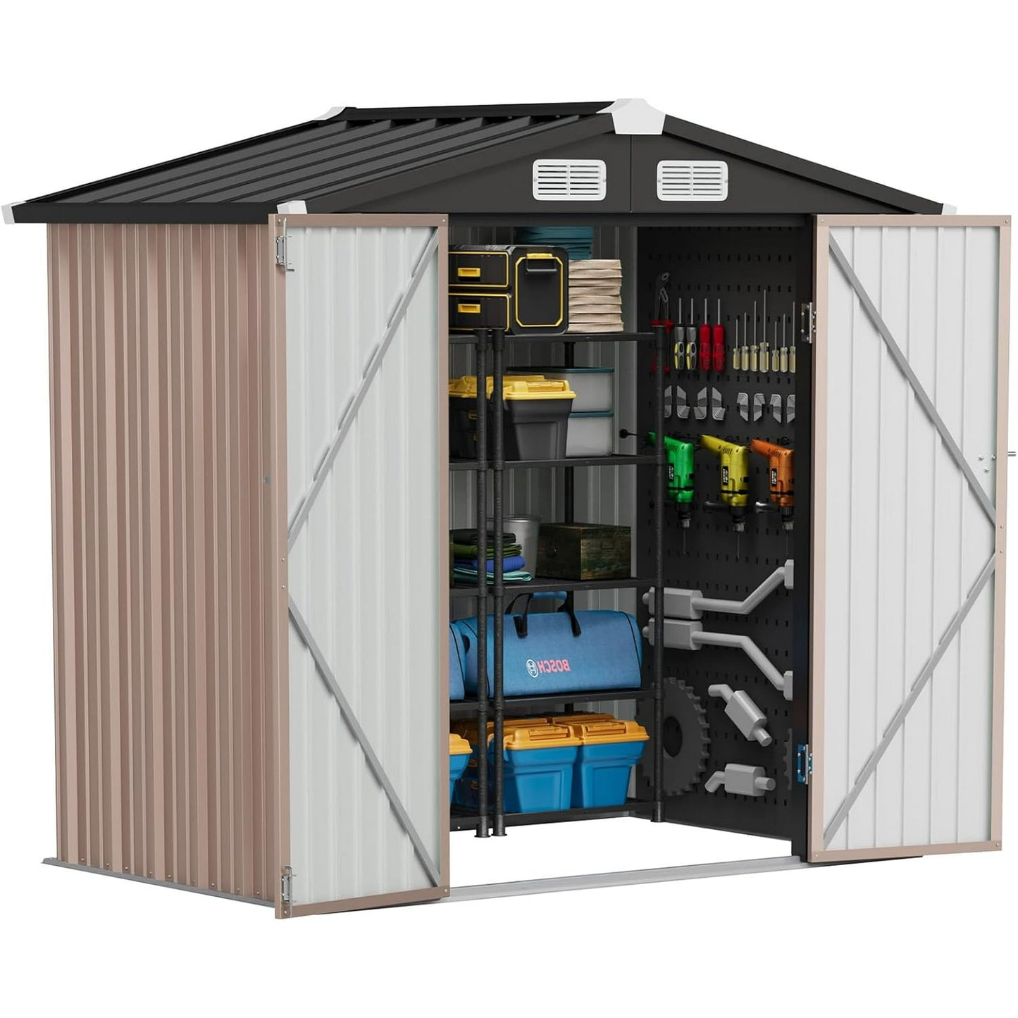 EcoSheds™ MEDIUM 6x4ft Brown METAL Outdoor Storage Shed