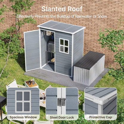 EcoSheds™ SMALL 5x3ft Dark Gray RESIN Outdoor Storage Shed