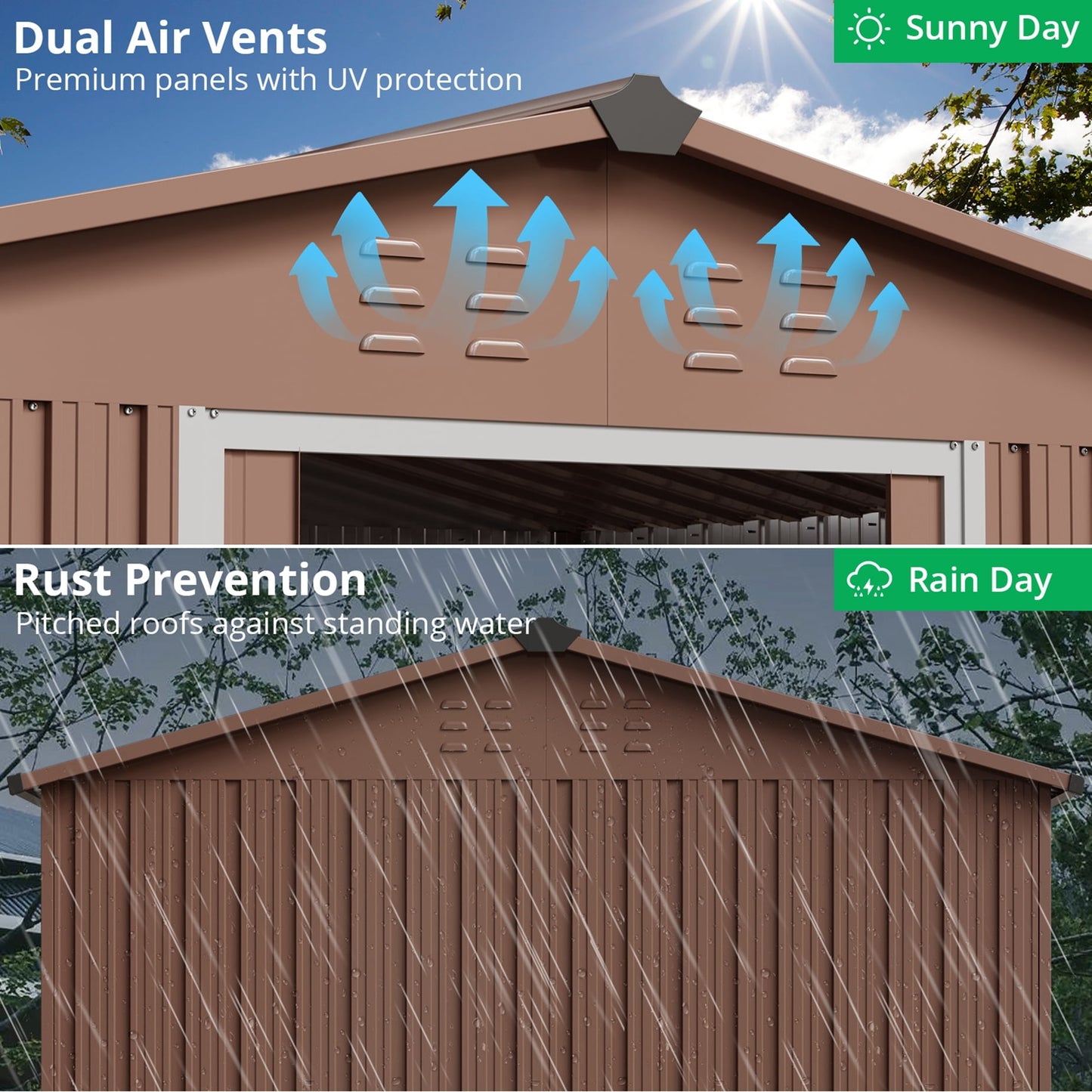 EcoSheds™ EXTRA LARGE 8x15ft METAL Sliding Door Outdoor Storage Sheds