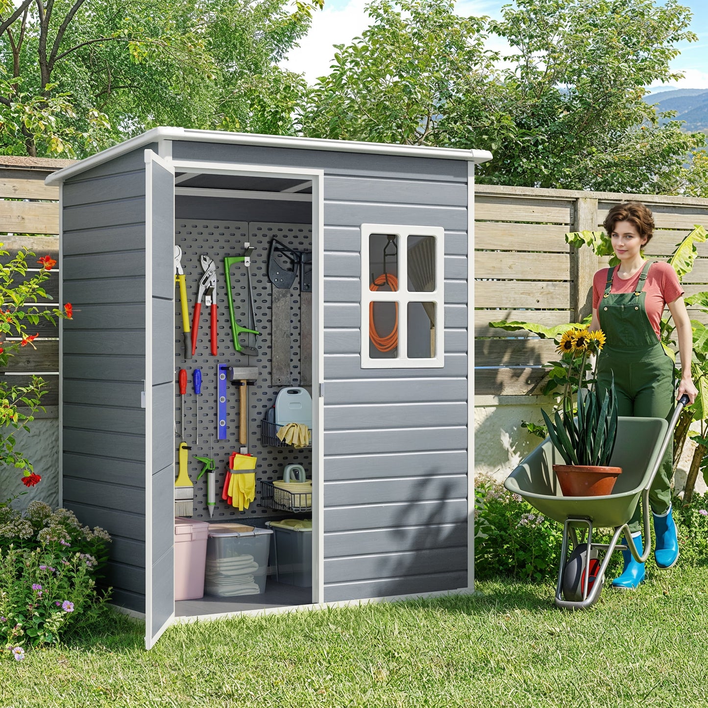 EcoSheds™ SMALL 5x3ft Dark Gray RESIN Outdoor Storage Shed