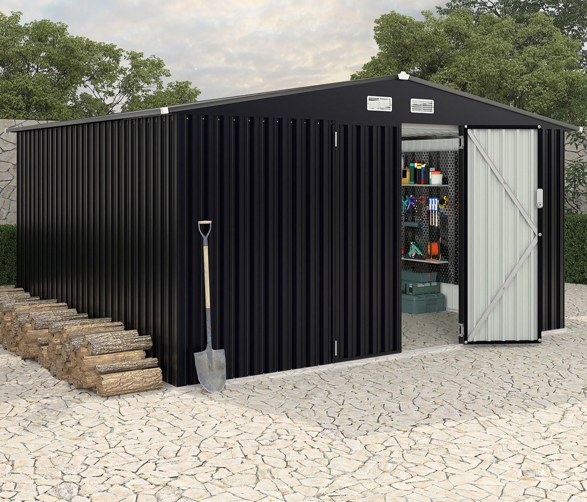 EcoSheds™ EXTRA LARGE 8x10ft METAL Outdoor Storage Shed