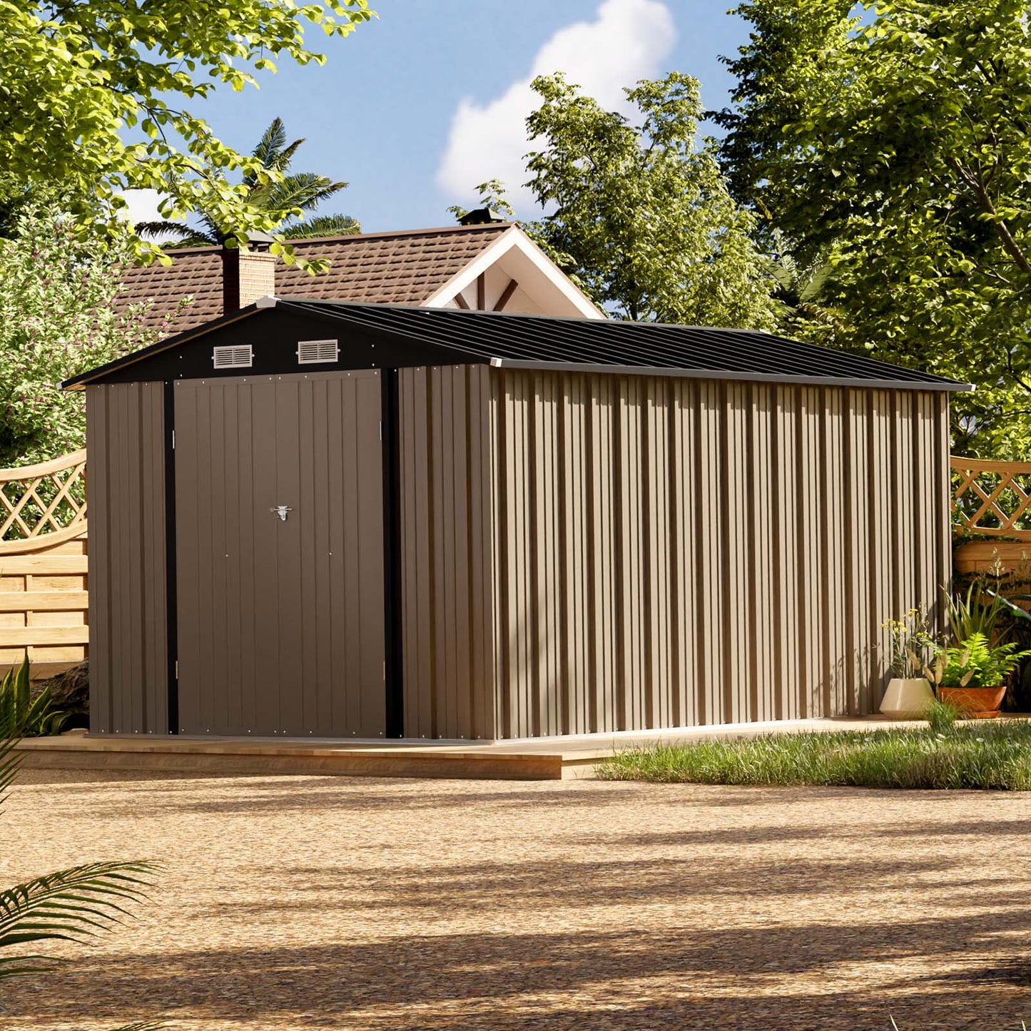 EcoSheds™ EXTRA LARGE 8x12ft METAL Outdoor Storage Sheds